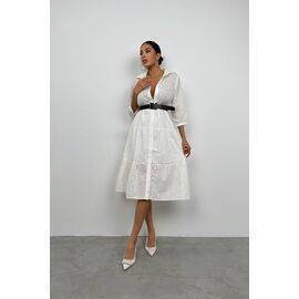 Women's Belted Embroidery Shirt Dress