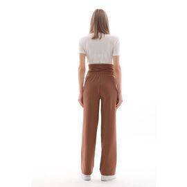 Maternity Wide Leg Flexible Tummy Band Adjustable Waist Sweatpants Brown