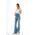 Maternity Flexible Belly Banded Adjustable Waist Flare Leg Side Slit Jeans Blue