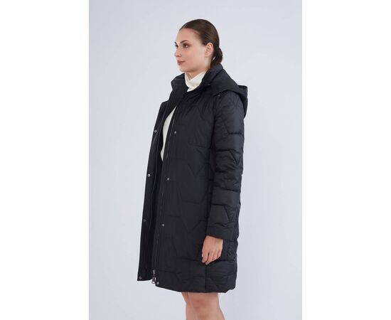 Women's Zigzag Patterned Plus Size Quilted Coat (Kaban)