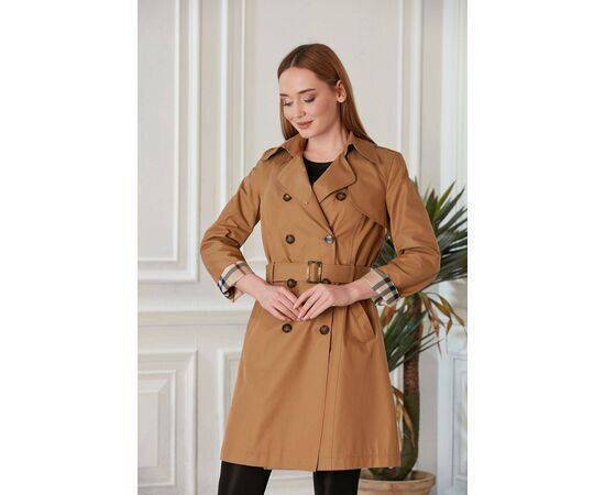 Women's Classic Trench Coat with Waist Belt