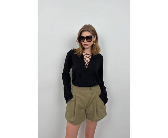 Women's Lace Up Linen Blouse