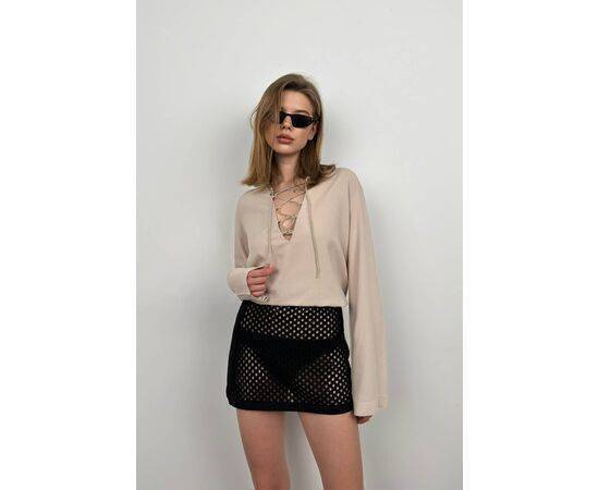 Women's Lace Up Linen Blouse