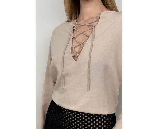 Women's Lace Up Linen Blouse