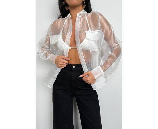 Women's Organza Shirt with Pockets