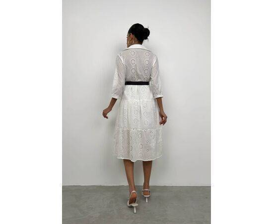 Women's Belted Embroidery Shirt Dress