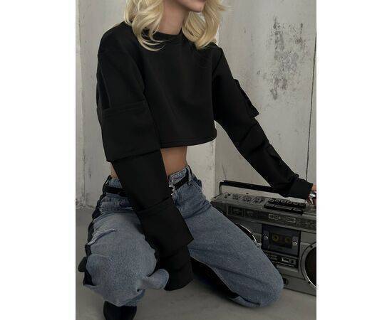 Women's Crop Sweater with Pockets