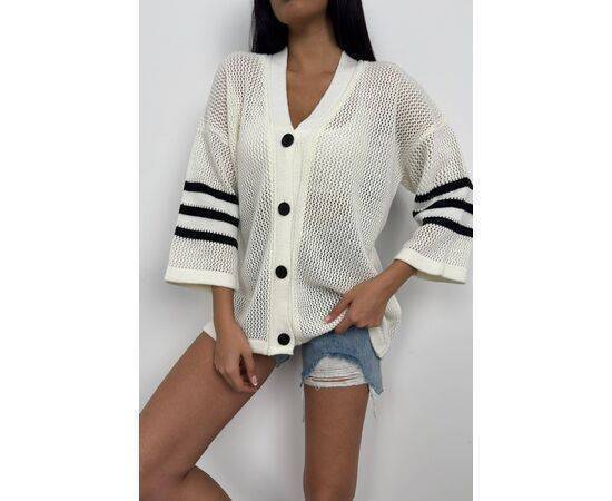 Women's Openwork Cardigan with Back Print