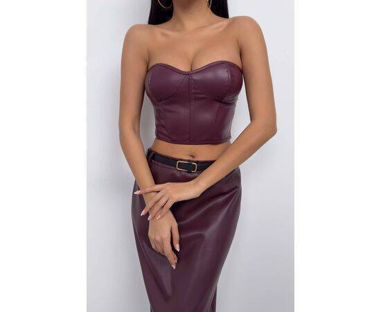 Women's Underwire Leather Crop Top