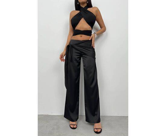 Women's Front Tie Satin Trousers