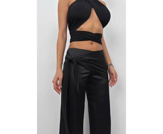 Women's Front Tie Satin Trousers