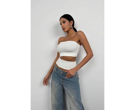 Women's Asymmetric Strapless Crop