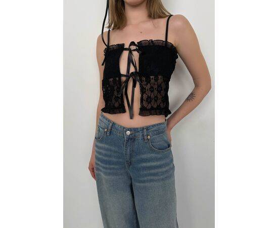 Women's Ruched Lace Detail Crop Top