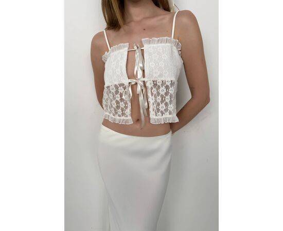 Women's Ruched Lace Detail Crop Top