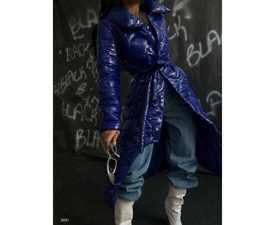 Women's Belted Patent Leather Puffer Maxi Coat