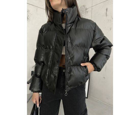 Women's Leather Puffer Jacket