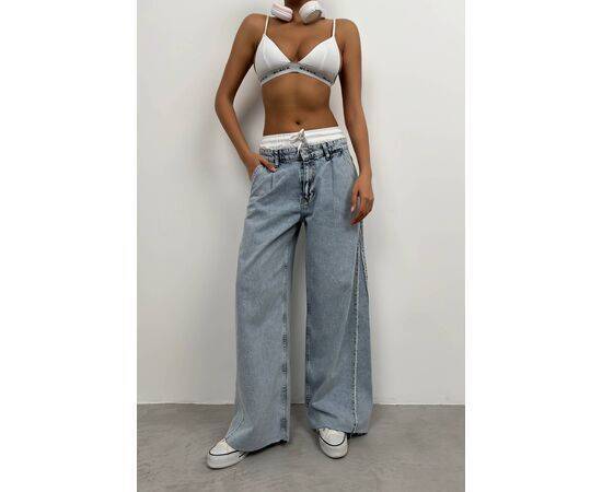 Women's Elastic Low Waist Jean Double Set