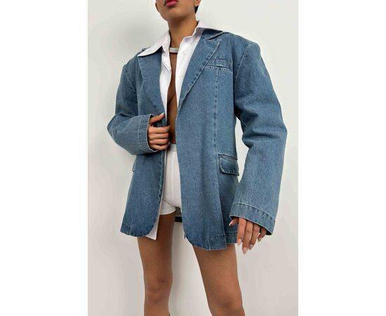 Women's Denim Blazer with Wadding Detail