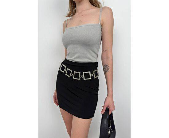 Women's Shiny Knitwear Blouse with Strap Detail