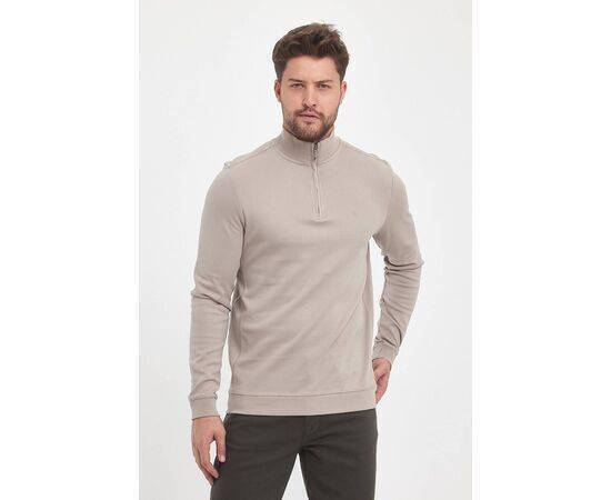 Zippered Stand-Up Collar Sweatshirt