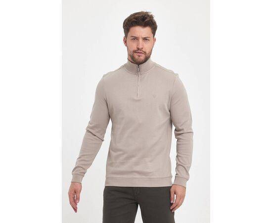 Zippered Stand-Up Collar Sweatshirt