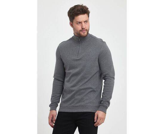 Zippered Stand-Up Collar Sweatshirt