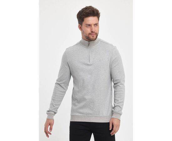 Zippered Stand-Up Collar Sweatshirt