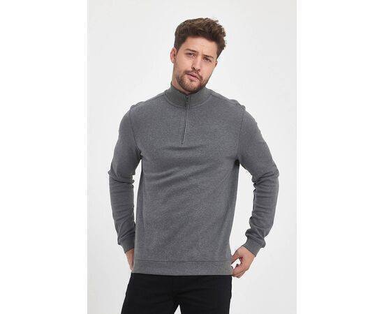 Zippered Stand-Up Collar Sweatshirt