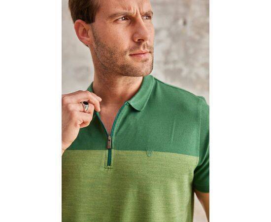 Zippered Polo Neck Short Sleeve T-Shirt