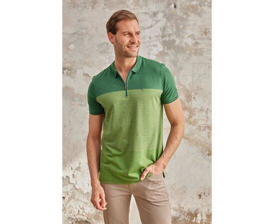 Zippered Polo Neck Short Sleeve T-Shirt