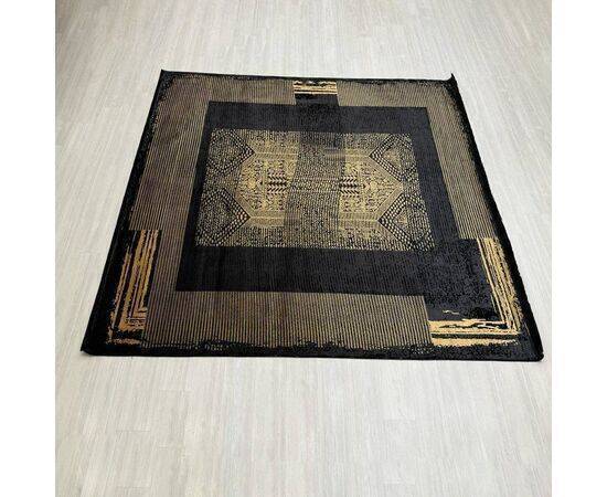 MEVLANA BAZAAR 6 METER WOOL-SILK BLEND CARPET BLACK