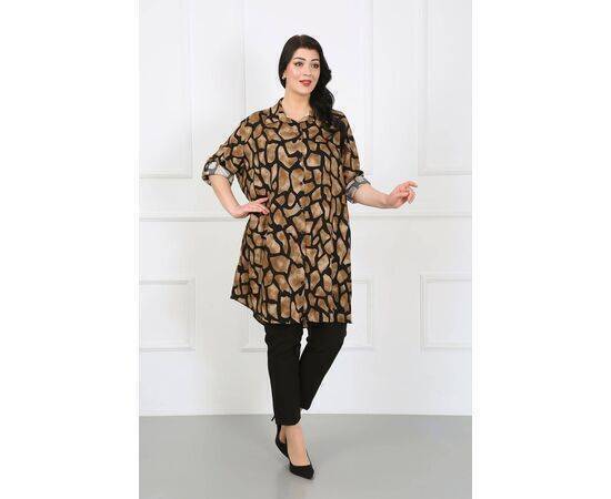 Women's Patterned Cotton Viscose Plus Size Tunic